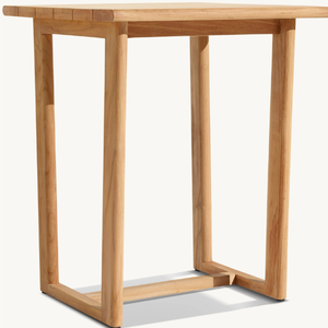 Mesa cuadrada en oferta con patas largas de madera de teca, estilo moderno y sencillo, apta para uso en exteriores. - Product Image 3