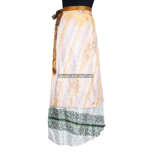 Designer Women Reversible 2 Layer Vintage Silk Magic <b>Wrap</b> <b>Skirt</b> <b>Skirts</b> Long Length Vintage Silk Sari Magic <b>Wrap</b> <b>Skirts</b> Dress - Product Image 5