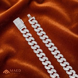 สร้อยคอเงินทรงบาแกตต์ประดับมอสซาไนต์แบบ Cuban Link สำหรับผู้ชาย สไตล์หรูหรา ฮิปฮอป ประดับเพชรเต็มเส้น เหมาะสำหรับงานปาร์ตี้ ของขวัญ เครื่องประดับแฟชั่น สไตล์โดดเด่น - Product Image 4