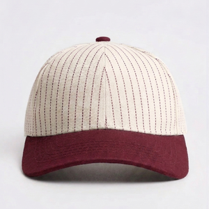Custom Retro Two Tone Varsity Cap 6 Panel Vintage Pinstripe Baseball Cap for Men Women Sporty <b>Hat</b> Wholesale - Product Image 6