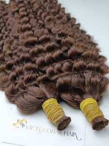 Cheveux alignés sur les cuticules brutes Vente en gros Cheveux humains en vrac Couleur brun frisé profond - Product Image 4