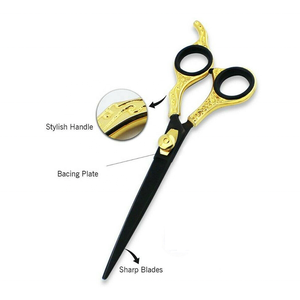 Tijeras de Peluquería Profesionales de 6 Pulgadas, Acero Inoxidable Negro, Afiladas como Cuchillas, Mango de Goma con Cerámica, Punta Redonda, Herramienta de Salón - Product Image 3