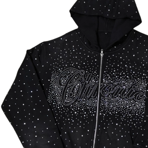Custom <b>Rhinestone</b> Winter Oversized Zip Hoodie Black Bling Crystal Personalized Logo Design Luxury Streetwear <b>Jacket</b> Men - Product Image 4