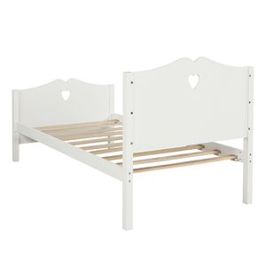 Letto a piattaforma singolo bianco con supporto a doghe in legno e testiera e pediera per bambini - Product Image 5