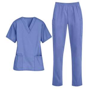 Tenue médicale professionnelle : Blouse à col en V et pantalon droit en mélange de coton respirant pour hôpital et infirmières, OEM - Product Image 5