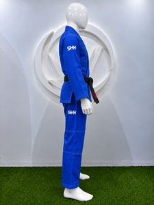 SHH Blue BJJ Gi Uniform Pearl Weave Cotton Kimono with <b>Black</b> <b>Belt</b> for Adults Training and Competition - Product Image 4
