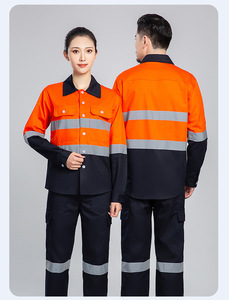 Ensemble de vêtements de travail haute visibilité jaune et noir avec bandes réfléchissantes, manches longues, uniforme de sécurité pour usage industriel - Product Image 5