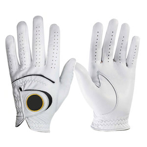 Gant de golf respirant en cuir véritable de couleur unie en tissu doux, gants de golf en peau de mouton pour le sport - Product Image 1