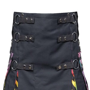 Faldas Kilts Híbridas de Material Sólido - Acrílico y Lana, Corte Regular con Frente Caído, Cintura Imperio, Color Negro, Estilo Casual, Lana Lavada - Product Image 4