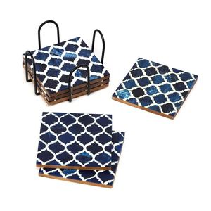 Ensemble de sous-verres carrés en bois modernes avec motif marocain, tapis de table antidérapants pour la décoration de la table à café et à manger - Product Image 2