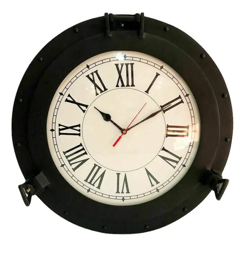 Horloge murale de style européen, accessoire vestimentaire noir Marine, style jin02, 12 pouces