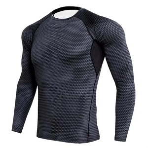 <b>Men</b> Black Full Sleeve Rash Guard <b>Compression</b> <b>Shirt</b> Quick Dry Athletic Top Long Sleeve Spandex Polyester - Product Image 4