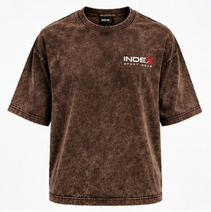 INDEX <b>Men's</b> Oversized Cotton T-Shirt O-Neck <b>Short</b> <b>Sleeve</b> Casual Washed Jersey Fit Regular Length Front Logo Pattern Print - Product Image 1