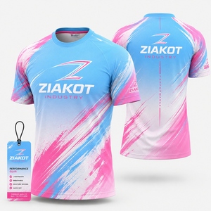 ZIAKOT industry Nouveau design T-shirt de performance pour homme personnalisé noir rose à motif 3D abstrait en maille - Product Image 2