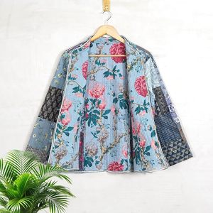 Multi Color Handmade <b>Patchwork</b> <b>Jacket</b>, Indian Cotton Handmade Winter <b>Jacket</b> Assorted Flower Print Coat - Product Image 4