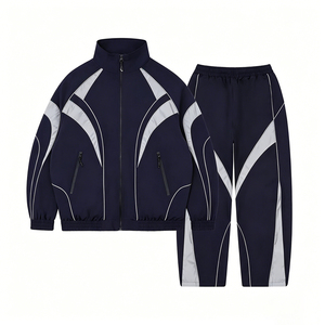 Wholesale Men Windbreaker Tracksuit 2 Piece Nylon <b>Zipper</b> <b>Jacket</b> And Pants Sublimation Design Custom Sportswear Outfit - Product Image 1