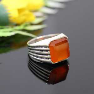 Orange Onyx <b>Ring</b> 925 Sterling Silver Mens Handmade Gemstone Jewelry <b>Statement</b> <b>Ring</b> Elegant Gift For Him - Product Image 2