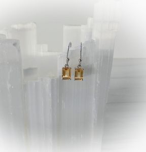 Boucles d'oreilles en citrine, argent sterling, pierre précieuse jaune, boucles d'oreilles pendantes, pierre de naissance de novembre, cadeau de bijoux pour femmes - Product Image 1