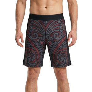 Shorts de MMA con Patrón Tribal Rojo Carbón, Costuras Reforzadas, Shorts de Entrenamiento Resistentes para Hombre, Shorts de Fitness MMA - Product Image 1