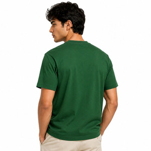 เสื้อยืดแขนสั้นสีเขียวมะกอกสำหรับผู้ชาย ทรงปกติ ผ้าฝ้าย 100% คอกลม แบบลำลอง ผ้าเจอร์ซีย์ ลายนูน - Product Image 4