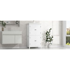 Elegante Mobiletto da Bagno a 4 Ante Indipendente con Ripiani Regolabili, Unità di Stoccaggio per Bagno - Product Image 2