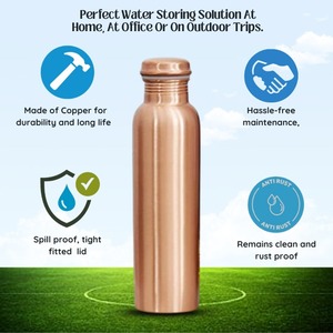 Indian Handmade Stainless <b>Steel</b> Camping Eco-Friendly Leak Proof Unisex Lid Water <b>Bottle</b> for Ayurveda Health Benefits Joint - Product Image 5
