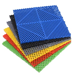 Colorful Interlocking Anti-Slip SPC <b>Plastic</b> Garage Floor Tiles with Graphic Design for Indoor Use in Car Detailing Shop Workshop - Product Image 1