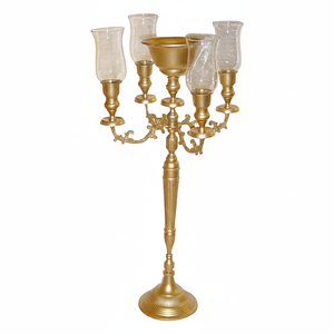 Vintage Metal Candelabra with Glass votive gold finished Party centerpiece decoration Handmade Luxury Candelabra for <b>Sale</b> - Product Image 2