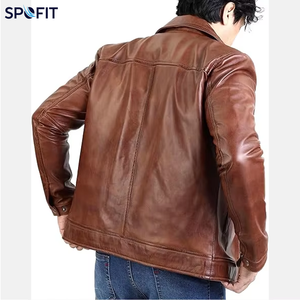 Genuine Leather <b>Jacket</b> Premium Slim Fit Zip Up Casual Motorcycle <b>Biker</b> <b>Jacket</b> OEM Factory Manufacturer Wholesale - Product Image 1