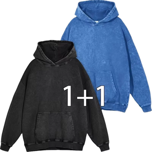 เสื้อฮู้ดดี้สไตล์วินเทจสองตัวสำหรับทั้งชายและหญิง ผลิตจากผ้าถักเนื้อหนา 550 กรัม ผ่านการซักพิเศษ แขนยาว ผ้าถักเนื้อแน่น พร้อมลายปักจากบังกลาเทศ - Product Image 1