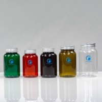 Bouteille transparente en PET de 175 ml pour compléments vitaminiques avec bouchon en aluminium ou givré pour gommes, capsules et produits de santé
