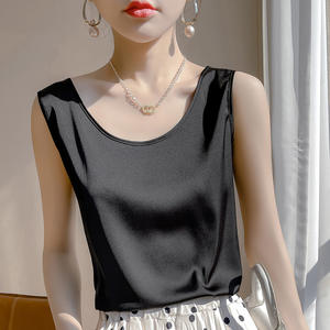 เสื้อกล้ามผ้าซาตินสำหรับผู้หญิง คอกลม ทรงหลวม ใส่สบาย เหมาะสำหรับใส่ลำลองช่วงฤดูร้อน - Product Image 6