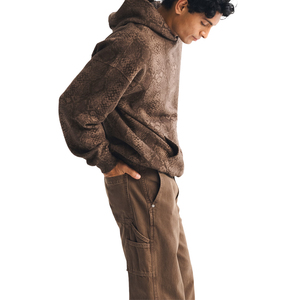Sudadera con Capucha Extra Grande para Hombre, Color Marrón con Estampado, Estilo Casual, Felpa Francesa de Algodón, Estilo Urbano Otoñal - Product Image 2