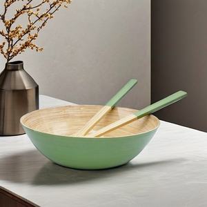 ชุดชามและช้อนไม้ไผ่เป็นมิตรต่อสิ่งแวดล้อมชุดชามสลัดผลไม้ขายส่งสไตล์การออกแบบที่ยั่งยืนของประเทศ - Product Image 1