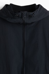 Men's Navy Hooded Blouson <b>Jacket</b> Zipper Closure Casual Style Windproof Polyester Autumn Wear - Product Image 4