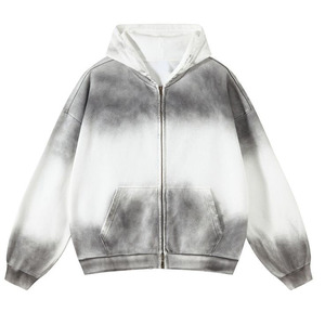 Sweat à capuche zippé vintage délavé à l'acide en coton French Terry épais, effet vieilli, coupe oversize, streetwear, logo personnalisé, effet soleil délavé, imperméable - Product Image 6