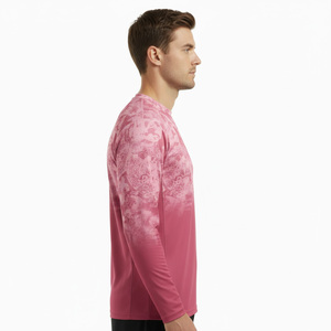 New Wholesale Men's Long Sleeve Pink Sublimation Fishing Shirt with Quick Dry UPF 50 Protection Print Pattern - Product Image 4