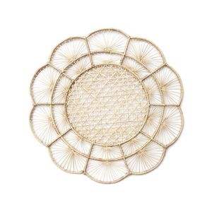 Sophisticated Premium Quality Handwoven Straw <b>Placemat</b> <b>Round</b> Charger Mat Cane Mesh Openwork Elegant Wedding Tableware Decoration - Product Image 1