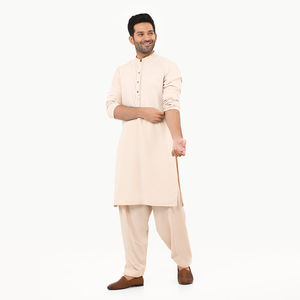Traje pakistaní para hombre, Shalwar Kameez, transpirable, liso, con bolsillo en el pecho, de algodón, lavable y usable, trajes para hombre. - Product Image 4
