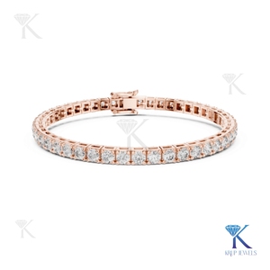 4.00 mm Lab Grown Diamond Tennis <b>Bracelet</b> Round Brilliant Cut 4 Prong Box Link 14k <b>Solid</b> Gold Fine Unisex Luxury Jewelry Gift - Product Image 4