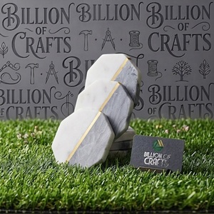 Grey <b>White</b> Hexagon Stone <b>Coasters</b> Set Of 6 for Home Kitchen Tabletop Decorative Mats Drink <b>Coasters</b> - Product Image 4