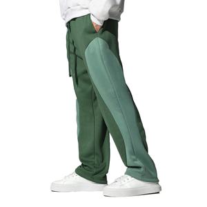 Pantalones de chándal de forro polar para hombre, casuales, de pierna ancha, holgados, transpirables, con cintura elástica, bloques de color, patchwork irregular, talla grande, para invierno y descanso - Product Image 2