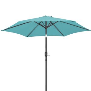 Ombrellone da Patio da 2,7 m con Manovella Inclinabile a Pulsante, 6 Robuste Stecche in Ferro, Protezione UPF 50+, Tessuto Impermeabile in Poliestere per Cortile, Esterni e Mercato - Product Image 5