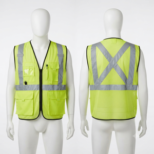 Chaleco de Seguridad de Alta Visibilidad, Transpirable, Ignífugo, de Malla de Poliéster de 120 GSM, Color Naranja Reflectante, con Bolsillos Utilitarios, Logotipo Personalizado, OEM, ODM - Product Image 2