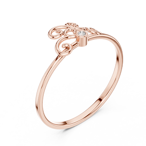 Anillo de oro macizo de 14k para mujer con diamante de corte redondo minimalista de diseño de mariposa, ideal para regalo, compromiso, aniversario, boda. - Product Image 5