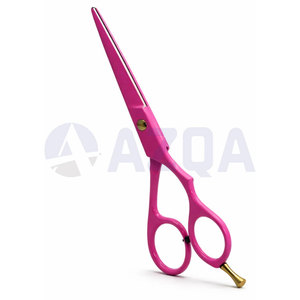 Ensemble de ciseaux de coiffure en acier inoxydable rose avec ciseaux de coupe et d'éclaircissement, détails dorés et pochette de rangement protectrice - Product Image 5