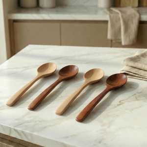 Wooden <b>Spoon</b> Set Long Handle Serving <b>Spoons</b> Stirring Soup Tea <b>Coffee</b> Kitchen Tableware - Product Image 1