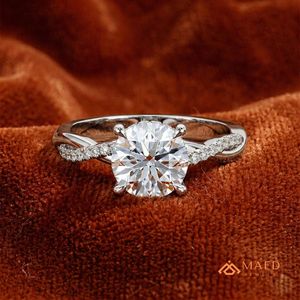 Anillo de Boda de Plata de Ley 925 con Moissanita Tallada, Joyería de Lujo para Novia, Promesa, Uso Diario, Regalo para Mujer, Estilo Clásico Brillante de EE. UU. - Product Image 4