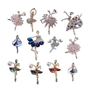 Venta al por mayor mujeres Pin chica bailando broche de diamantes de imitación Pin favoritos deslumbrante bronce moda Pins para ropa sombreros recuerdos niñas - Product Image 3