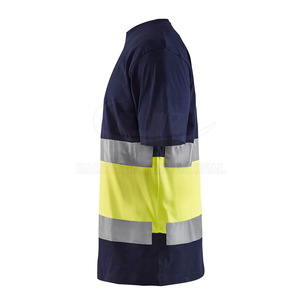 Hi-Vis ANSI Class 2 Oversized Short Sleeve Safety Men's T-shirt Polyester Moisture-Wicking Reflective Tape LED <b>Flash</b> Waterproof - Product Image 3